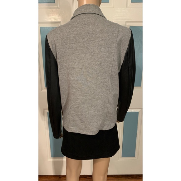 Forever21 Gray Faux Leather Sleeve Moto Jacket (M) - Picture 6 of 12